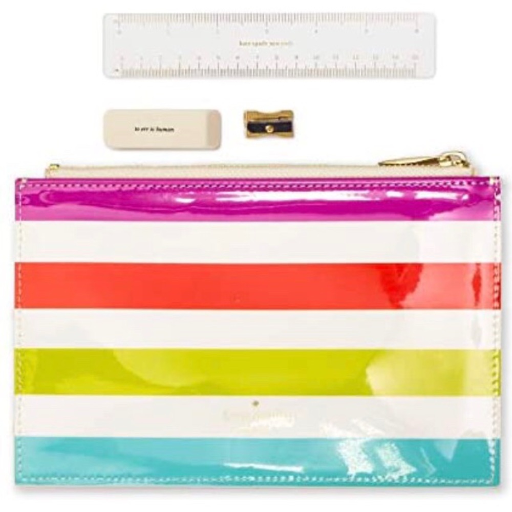 NWT Kate Spade Candy Stripe Pencil Pouch